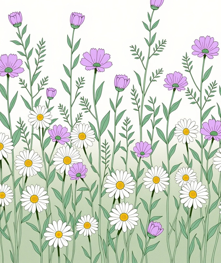 Delicate Floral Patterned Border Rug