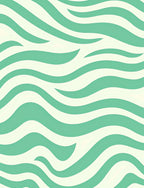 Abstract Teal White Wavy Stripes Rug