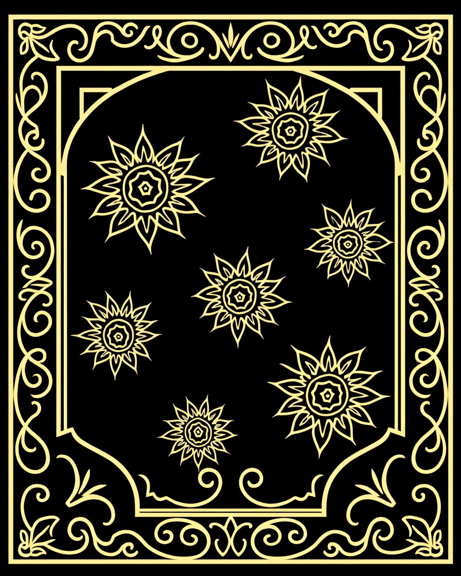 Golden Floral Sunburst Vintage Style Rug