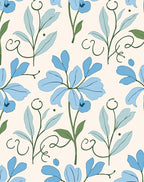 Art Nouveau Blue Floral Vines Rug
