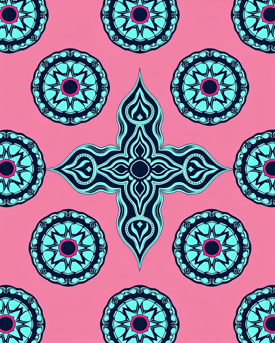 Turquoise Blue Mandala Pattern Rug