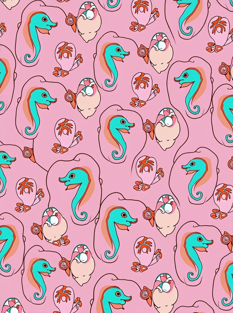 Playful Seahorse Fish Pattern Rug