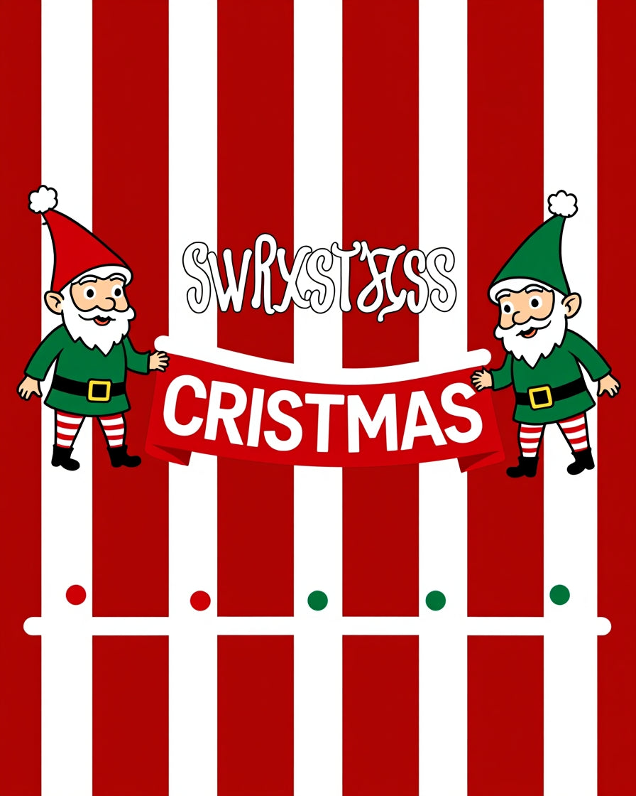 Striped Christmas Gnomes Greeting Rug