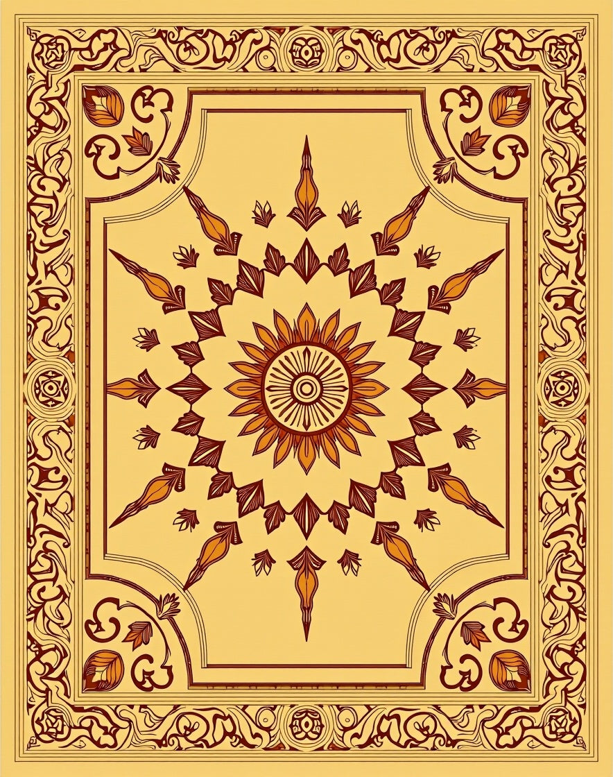 Sunburst Floral Intricate Pattern Rug