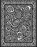 Ornate Scrollwork Black and White Design Rug
