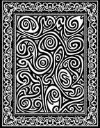 Ornate Scrollwork Black and White Design Rug