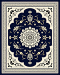 Classic Floral Medallion Dark Blue Rug