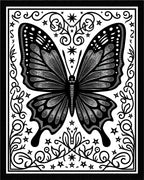 Intricate Black Butterfly Floral Art Rug