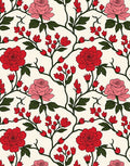 Classic Red Pink Rose Floral Design Rug