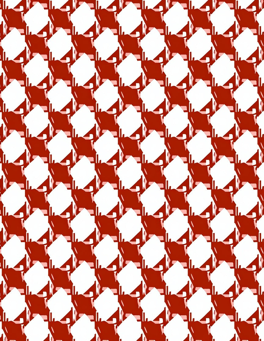 Red White Houndstooth Pattern Rug
