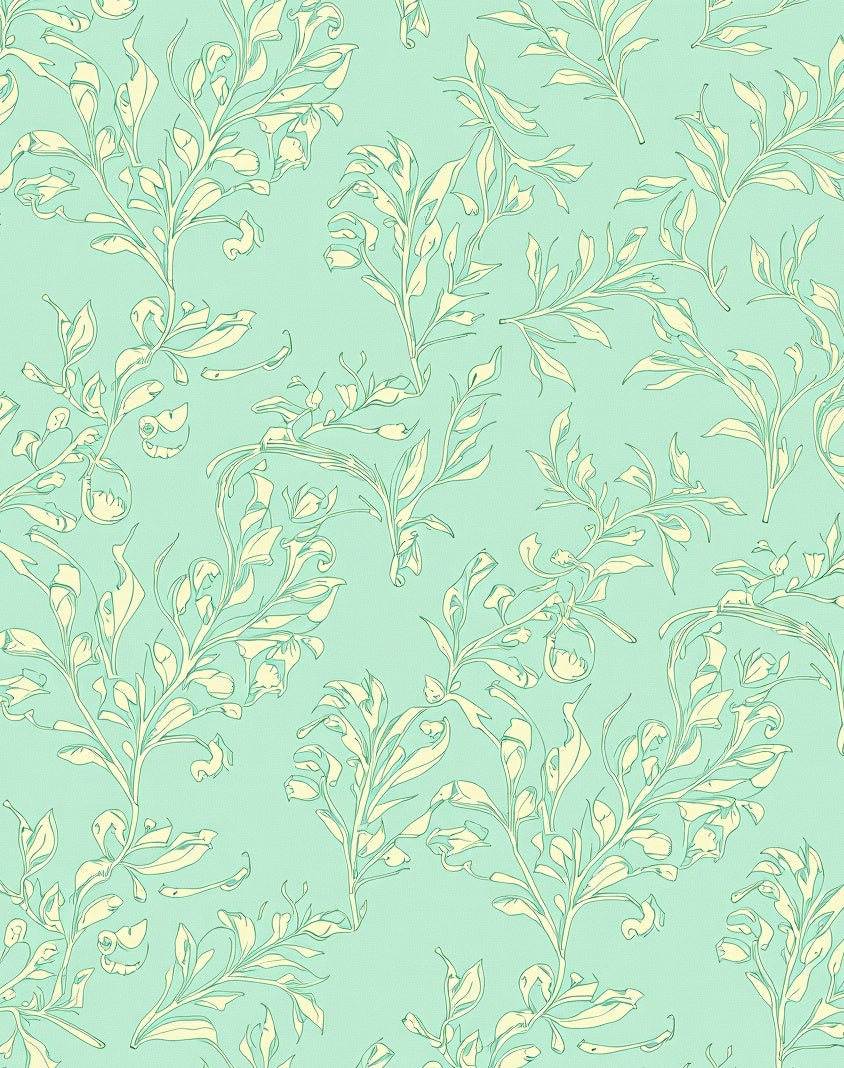 Delicate Pastel Leaf Pattern Rug