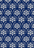Deep Blue White Snowflake Damask Medallion Rug