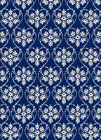 Deep Blue White Snowflake Damask Medallion Rug