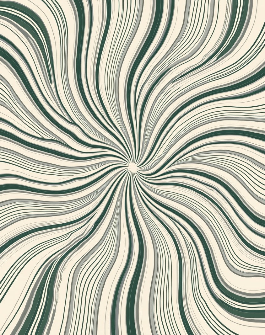 Radiating Swirl Pattern Striped Rug