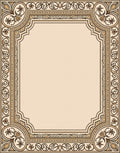 Elegant Floral Scrollwork Golden Border Rug