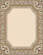Elegant Floral Scrollwork Golden Border Rug