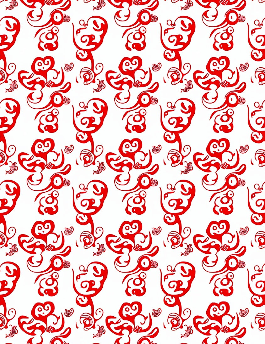 Abstract Red Swirl Pattern Rug