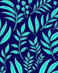 Teal Leaf Pattern Design Rug