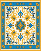Azure Yellow Floral Medallion Rug