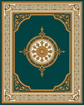 Ornate Teal Gold Mandala Medallion Rug