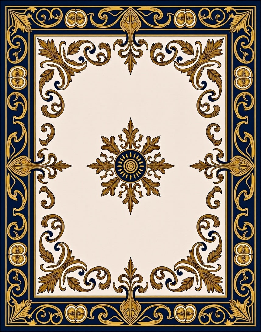Majestic Floral Scrollwork Design Rug