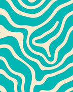 Teal Cream Bold Wavy Lines Rug