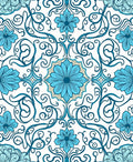 Blue Floral Swirls Pattern Rug