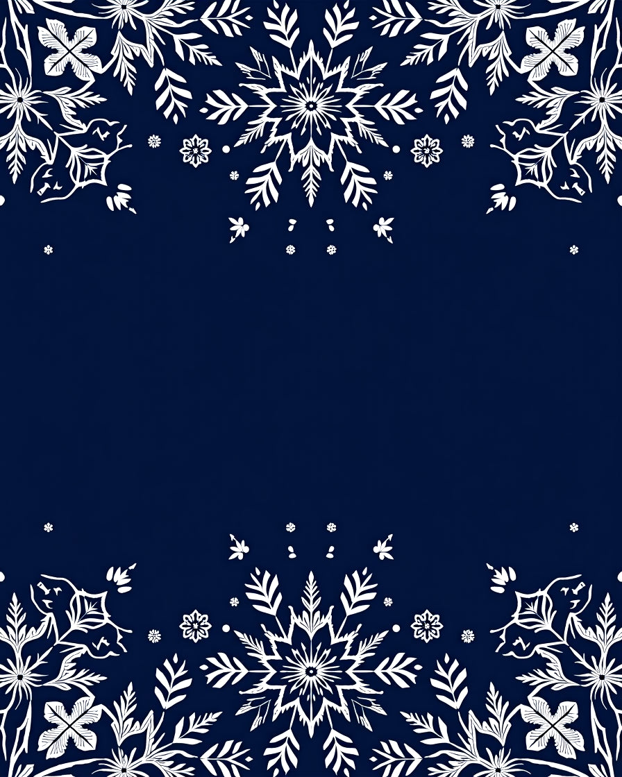Dark Blue Snowflake Border Rug