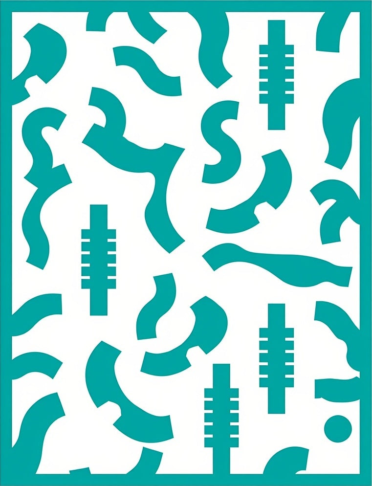 Abstract Geometric Teal Pattern Rug