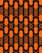 Geometric Black Orange Art Deco Pattern Rug