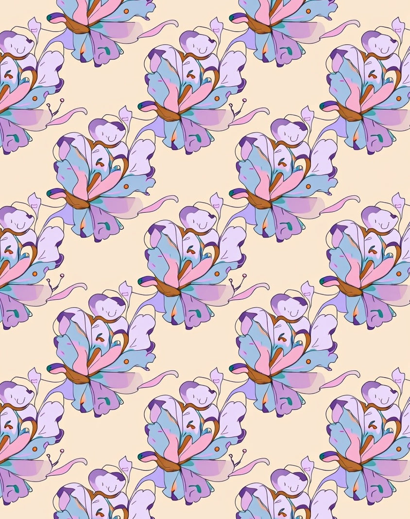 Pastel Swirl Floral Pattern Rug