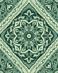 Emerald Floral Mandala Pattern Rug