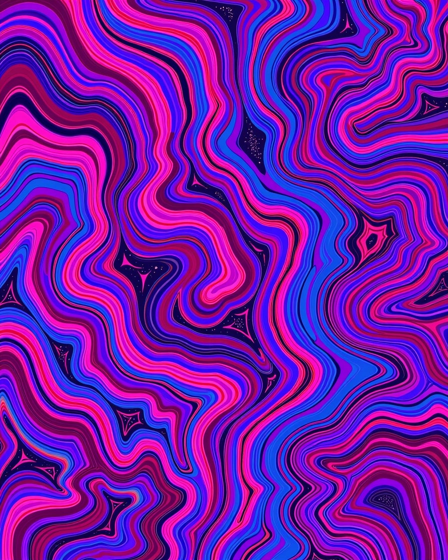 Vibrant Swirling Pink Blue Agate Pattern Rug