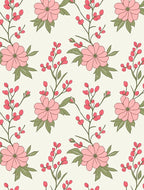 Pastel Floral Branch Pattern Rug