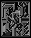 Monochromatic Linear Geometric Maze Pattern Rug