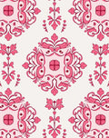 Elegant Pink Floral Damask Pattern Rug