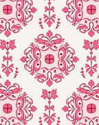 Elegant Pink Floral Damask Pattern Rug