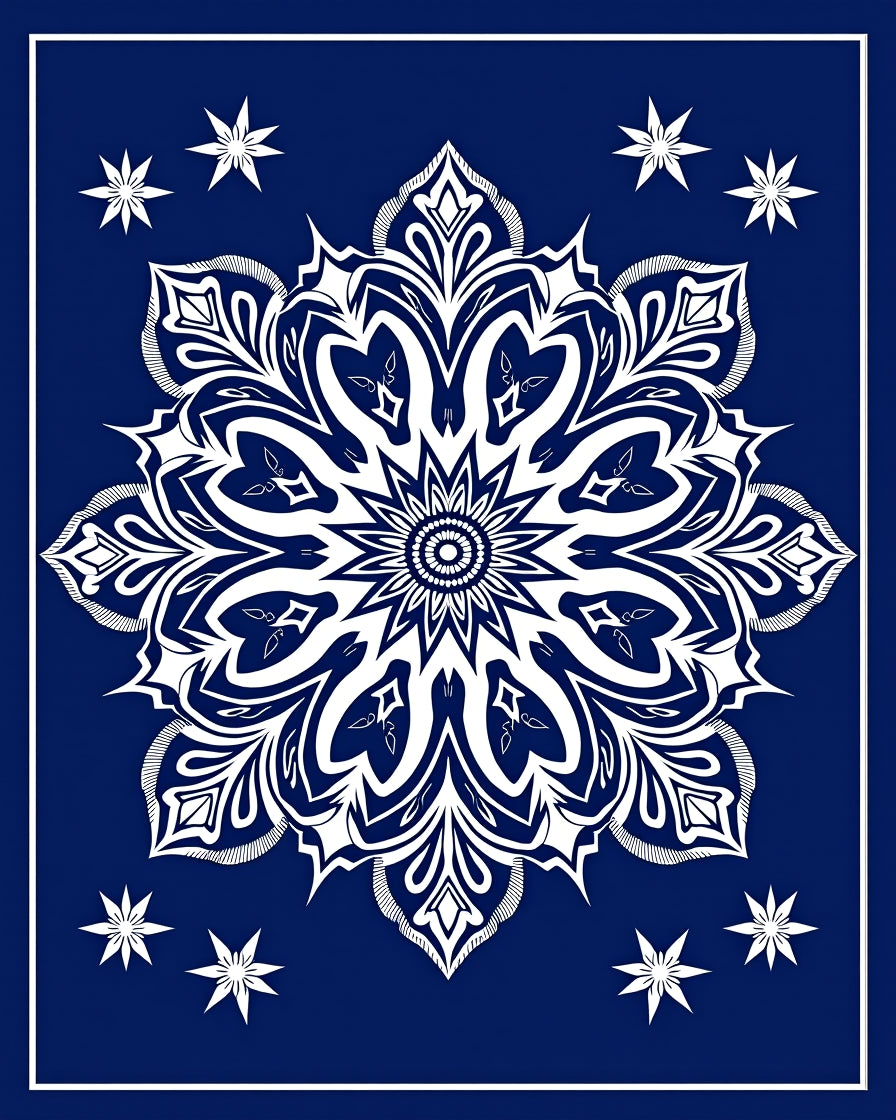 Intricate White Starburst Mandala Design Rug