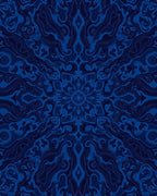 Deep Blue Symmetric Mandala Pattern Rug