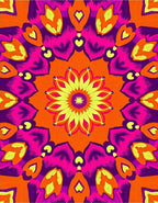 Vibrant Orange Pink Mandala Pattern Rug