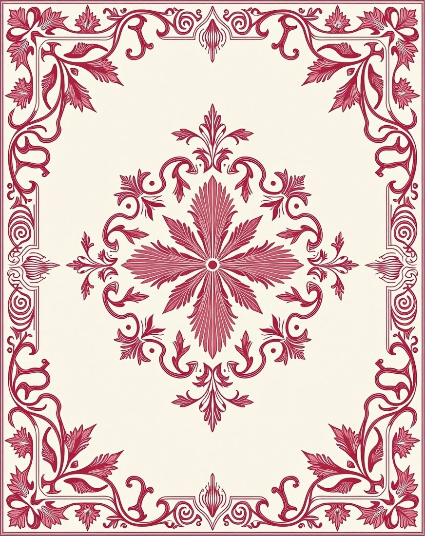 Victorian Red Floral Medallion Rug