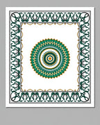 Elegant Teal Gold Medallion Border Rug