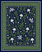 Whimsical Mushroom Floral Garden Motif Rug