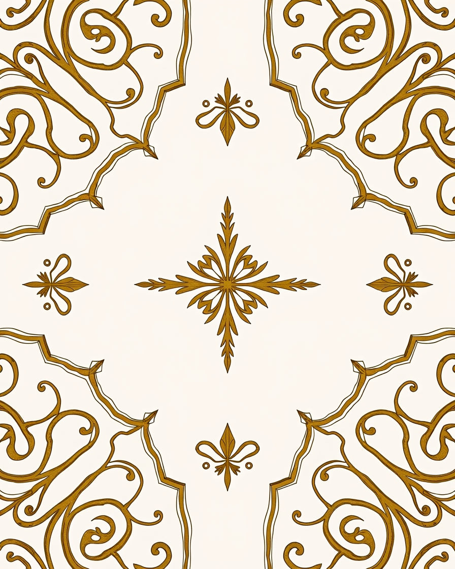 Gold Filigree Classic Scrollwork Pattern Rug