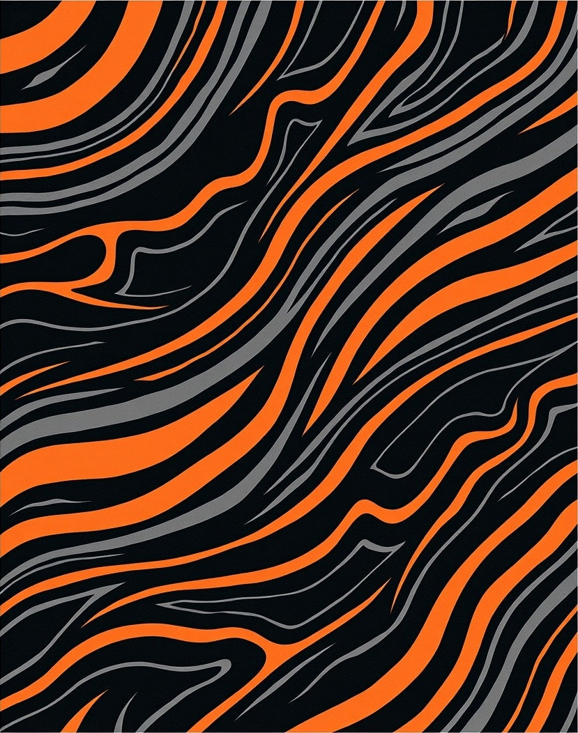 Dynamic Orange Gray Stripe Pattern Rug