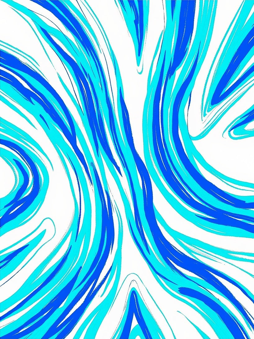 Abstract Blue Wave Pattern Rug