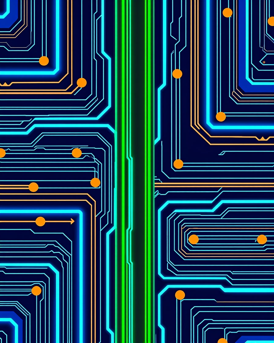 Circuit Board Neon Geometric Pattern Rug