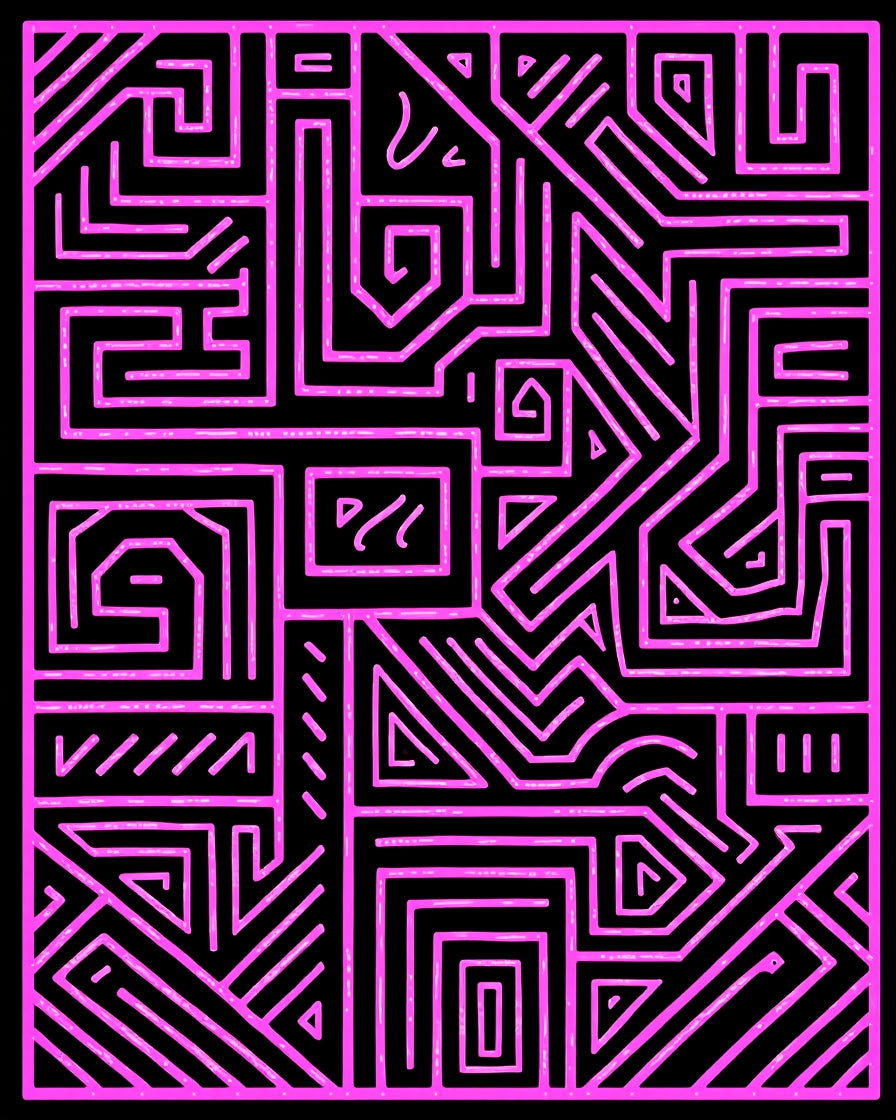 Bold Pink Maze Geometric Design Rug