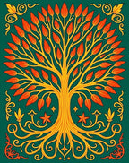 Tree of Life Golden Orange Pattern Rug