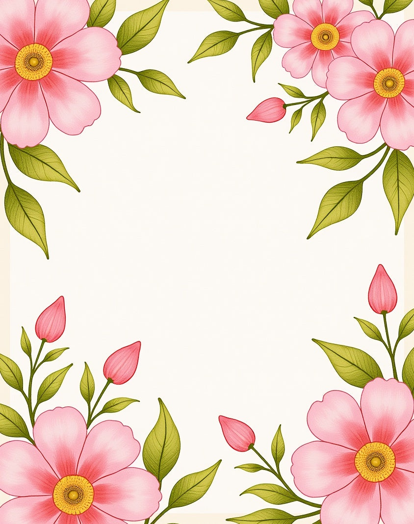 Pink Blossom Leaf Botanical Design Rug